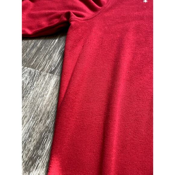 Studio Works Embroidered Beaded Red Cotton Penguin Holiday Top Large Winter Cozy - Picture 5 of 5